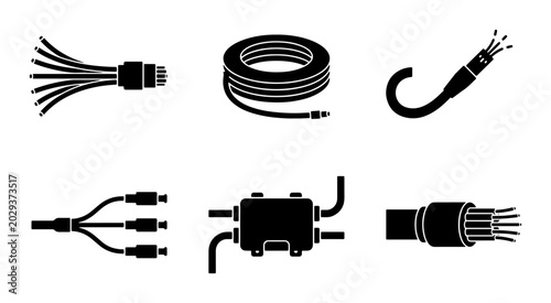 Electrical Cables and Connectors, Wire Harness, Coaxial Cable, Audio Video Cables, Technology Icons