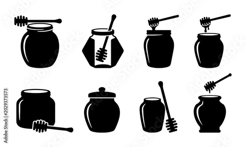 Photos Honey Jar Icons, Sweet Food Containers, Natural Sweetener Storage, Kitchenware V
