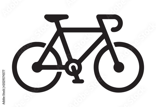 Minimal bicycle silhouette icon. Bicycle isolated on white background.