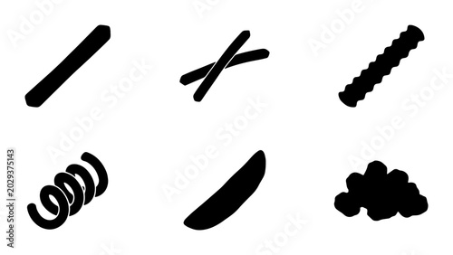 Quadro su tela Pasta Shapes Vector Icons, Italian Food Ingredients, Culinary Design Elements