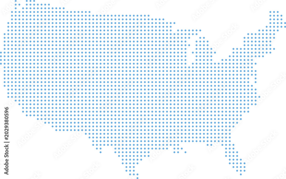 Fototapeta premium USA map made of blue dots abstract representation for travel and geography 