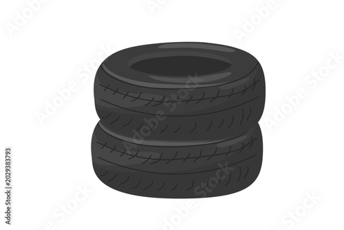 Bild auf Leinwand Stack of two old car tires for recycling and rubber reuse