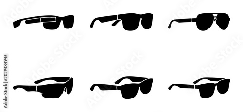 Obraz na płótnie Six Silhouette Sunglasses Styles, Vector Icons for Fashion and Accessories Desig