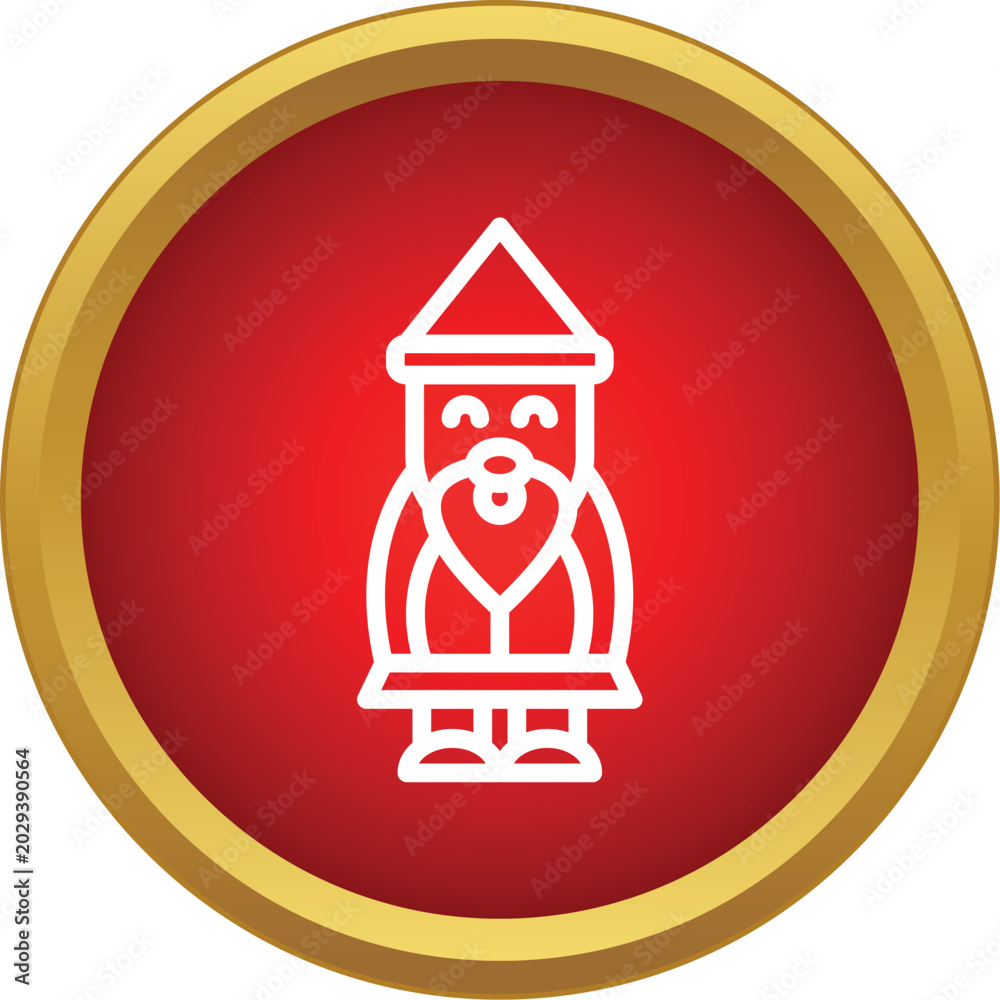 Fototapeta premium Santa claus or gnome figure illustrated as an icon in a red circle