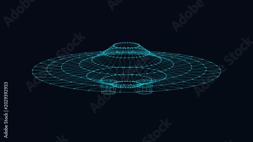 Futuristic Wireframe Ufo Model Spinning for Abstract Science Tech Projects
