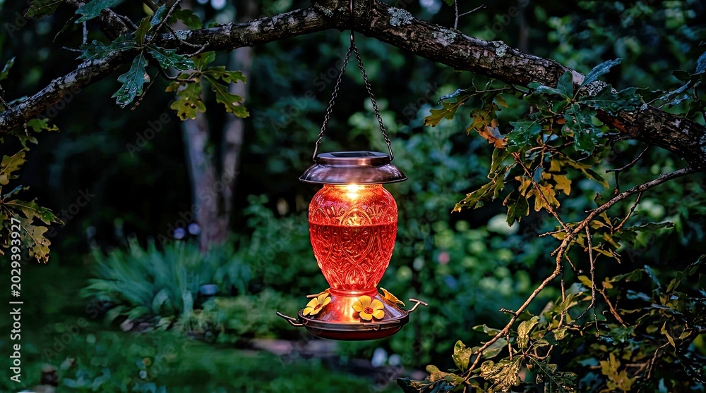 Fototapeta premium Subject Solar Hummingbird Feeder Professional Commercial Visual Concept High Resolution Creative Asset for Marketing Edi