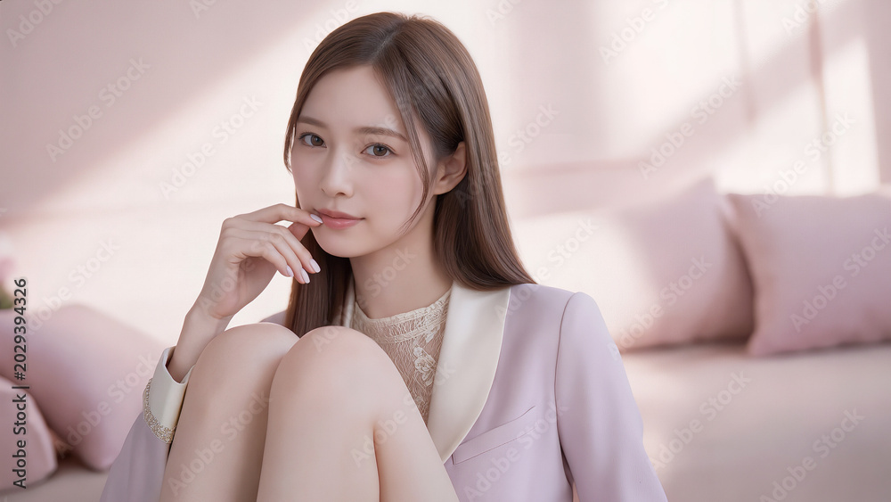 Fototapeta premium 自宅でつくろぐ若い女性