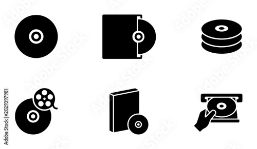 Fotografie CD DVD Blu-ray Icons, Digital Media Storage, Disc Technology, Data Storage Vecto