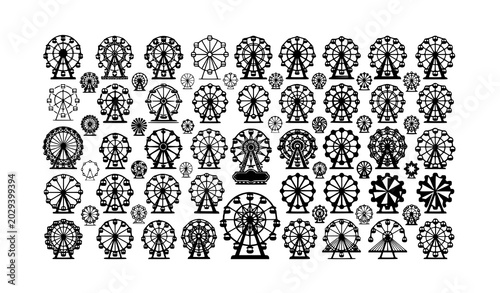 Photos Artistic Ferris wheel silhouettes with carnival ride vector icon collection