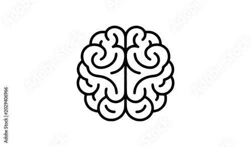 Bild auf Leinwand Human Brain Minimal Outline Icon Vector Illustration Design