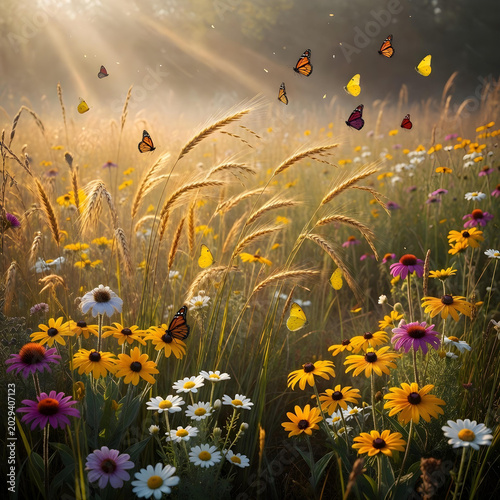 flowers and butterflies