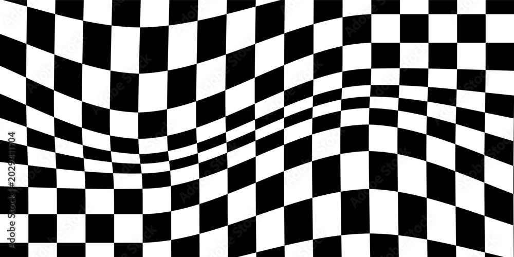 Obraz premium Checkered pattern background, checkerboard distorted squares