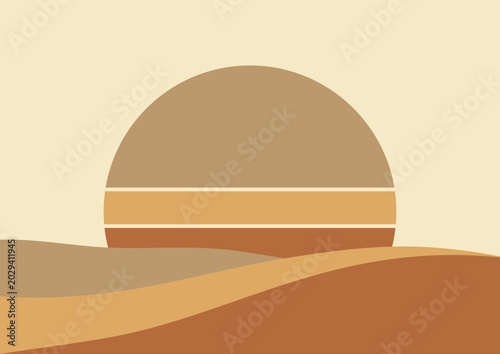 Abstract minimal landscape in a boho style design