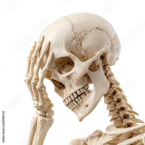 Obraz na płótnie Skeleton Thinking Isolate on Transparentt Background. AI Generation