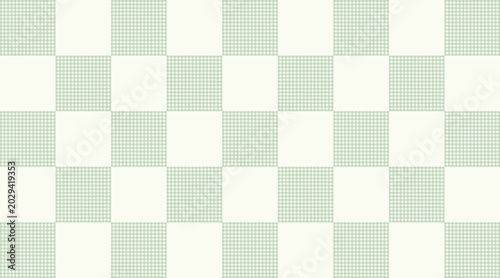 Εκτύπωση καμβά Seamless pattern of cute tiny purple flower bouquets with blue ribbons on a white quilted grid background