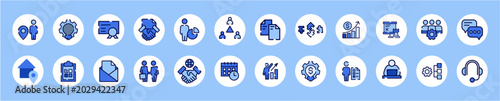 Human Resources, Corporate Recruitment, and Business Management Icon Set Vector