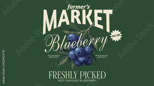 Farmer's Market Blueberry Freshly Picked Illustration