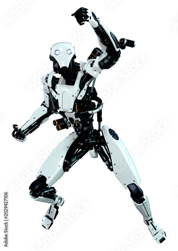 3D Rendering Male Robot on White