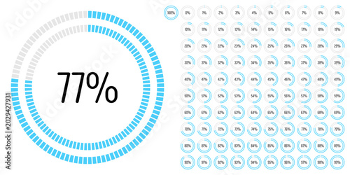 Foto Set of circle percentage progress bar diagrams meters from 0 to 100 ready-to-use