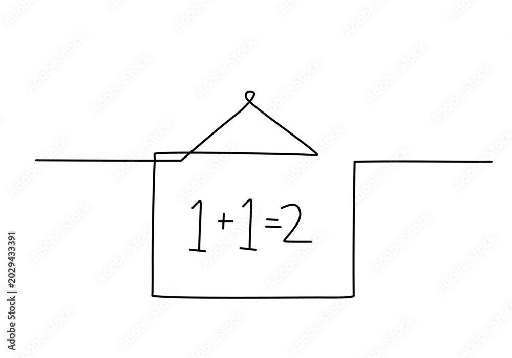 Fototapeta premium Blackboard math formula concept continuous one line drawing. minimalist school education icon.