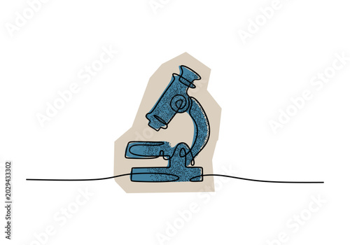 Laboratory microscope concept continuous one line drawing. minimalist abstract science icon.