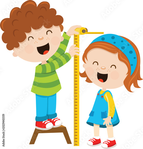 Cute Kids Measuring Height