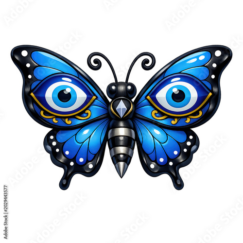 Blue Butterfly Wings Insect Nature Symmetry Wildlife Detail Natural Beauty Concept.