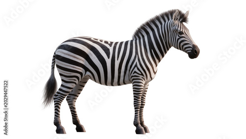 Tableau sur toile Zebra standing profile view black and white stripes