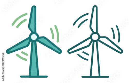 Φωτογραφία Illustration of two wind turbines with rotating blades generating renewable ener
