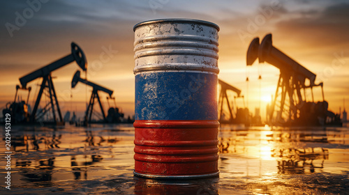 Russian Oil Barrel at Sunse...