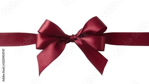 Photos Satin ribbon bow deep red color, tied knot
