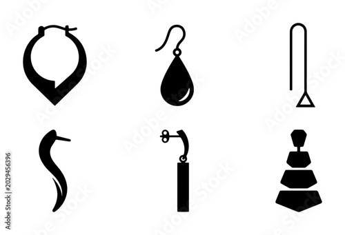 Fotografía Earring Icon Set, Jewelry Collection Vector Graphics, Fashion Accessory Symbols,