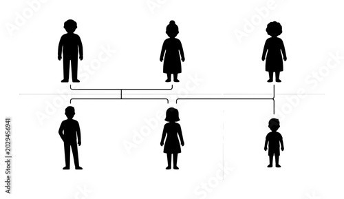 Photos Family Tree Vector Illustration, Genealogy Chart, Ancestry Diagram, Generation L