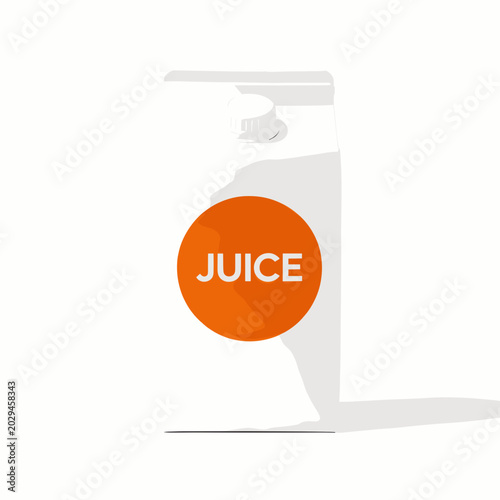 White Juice Carton with Orange Label on Clean Background