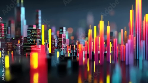 Abstract Cityscape - A Vibrant and Futuristic Urban Landscape.