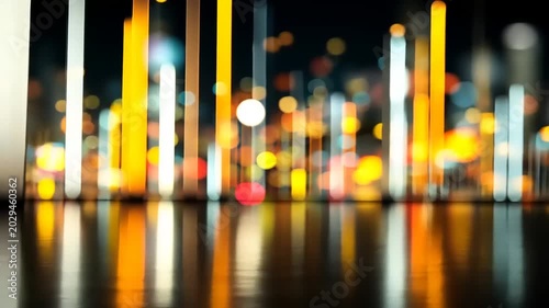 Abstract Cityscape at Night - A Symphony of Light and Reflection.