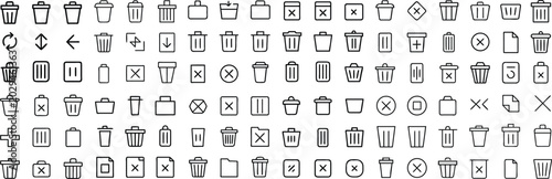Photos A collection of simple, clean line art icons representing various digital functions and objects, perfect for user interface design or infographics