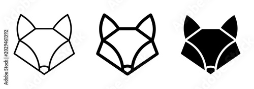 Konstfotografi 3 Fox Head Icons Geometric Outline Silhouette for Branding