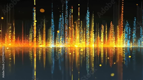 Abstract Cityscape Reflection - A Symphony of Light and Color.