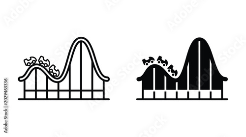 Konstfotografi Roller coaster icon set, vector illustration