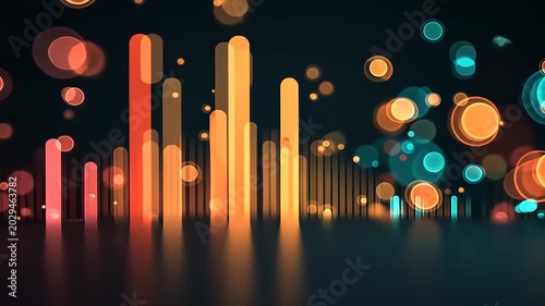 Abstract Cityscape with Glowing Lights and Reflections.