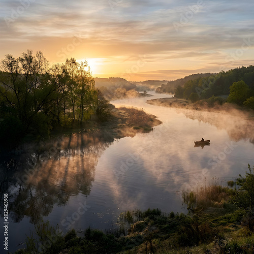 sunrise over the river