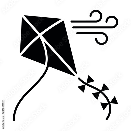 Fotografía Black kite flying in the wind with tail flying kite