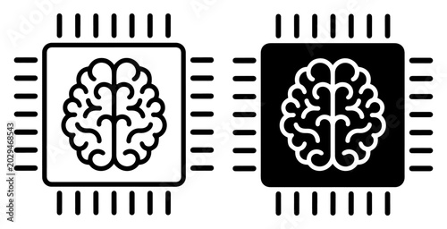 Foto ai brain microchip vector icon