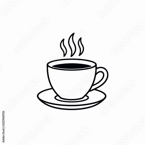 Steaming Coffee Cup on Saucer Illustration