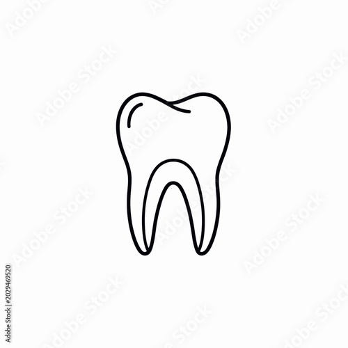 Tooth Icon Outline Simple Minimalist Dental Healthcare Symbol