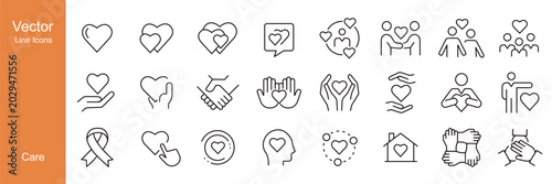 Care Icons - Vector Line Icons. Editable Stroke. Vector Graphic