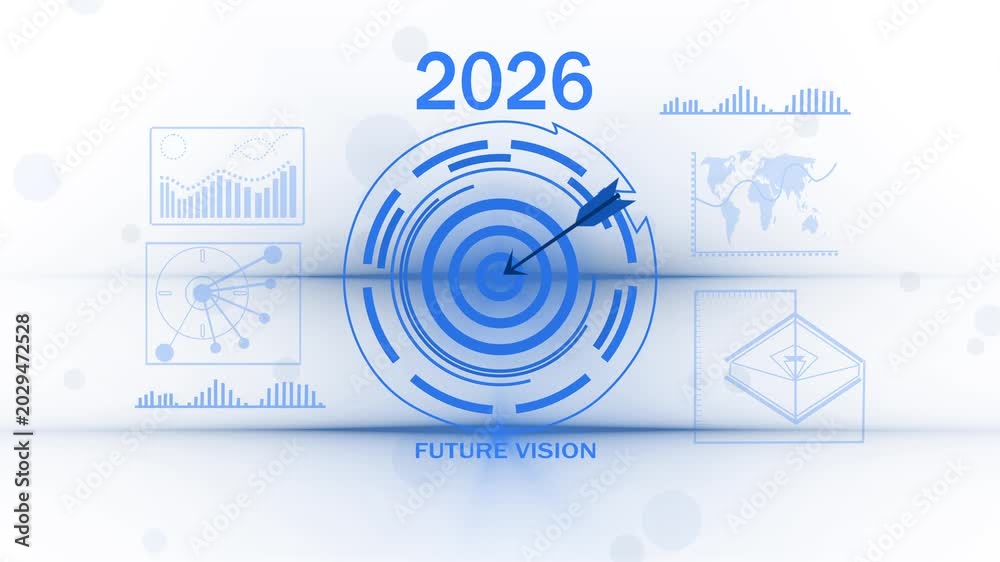 Target Scanning Future 2026 future vision bullseye animation, Futuristic target with a arrow ...