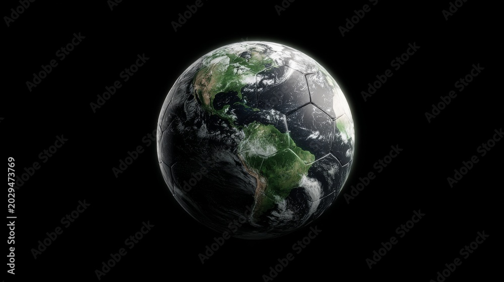 Fototapeta premium Planet Earth with a soccer ball texture