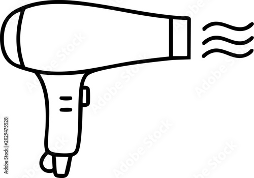 Fotografie Hair dryer blowing warm air outline icon vector illustration with blow dryer bla